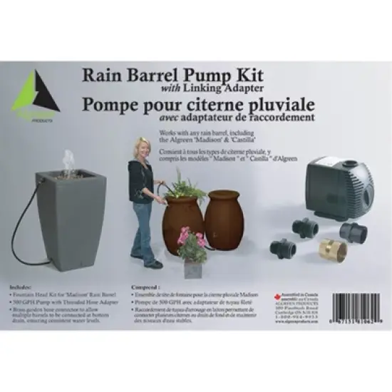 Algreen 500GPH Watering System Pump + 50 Gallon Rain Water Collection Barrel image {2}