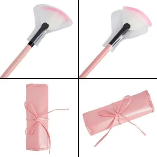 Zodaca 12 Piece Makeup Brush Set with Pouch Bag Organizer, Pink image {3}