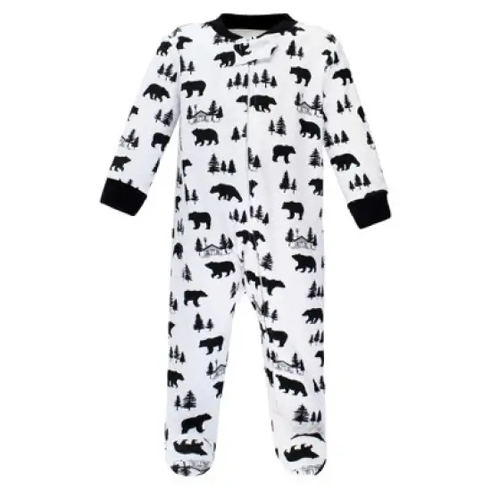 Hudson Baby Infant Boy Premium Quilted Zipper Sleep and Play, Bear Gray Black image {2}