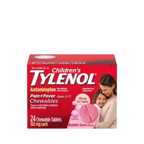 Children's Tylenol Pain + Fever Relief Chewables - Acetaminophen - Bubble Gum - 24ct image {10}