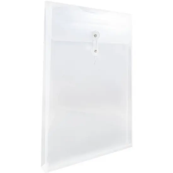JAM Paper Plastic Envelopes with Button and String Tie Closure, Legal Open End, 9 3/4'' x 14 1/2'', Clear Poly, 12pk image {2}