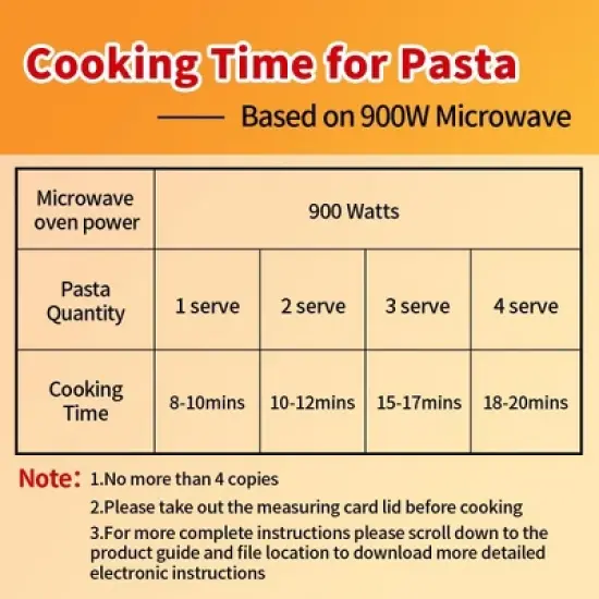 Itopfox Microwave Pasta Cooker with Strainer Lid, Water Level & Portion Measuring Device for Quick Meals, Ideal for Dorm, Office & Apartment Kitchens image {6}