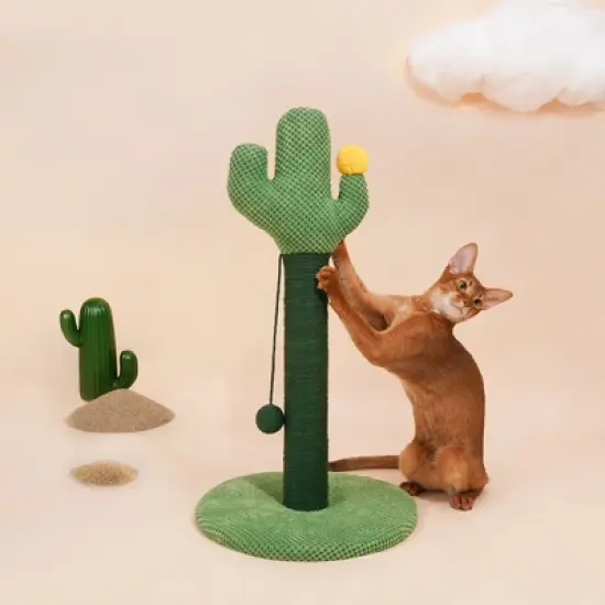 ZEZE Desert Cactus Woven Rope Cat Scratcher-Green image {1}