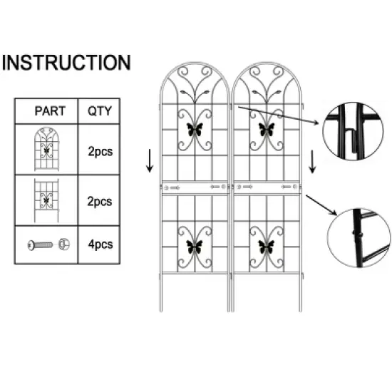 Lirago Blac 2 pieces Weatherproof Multi-functional Outdoor Screen-Laser-Cut Galvanized Steel Panelk 70.86"Hx19.68"Wx0.51"D image {5}