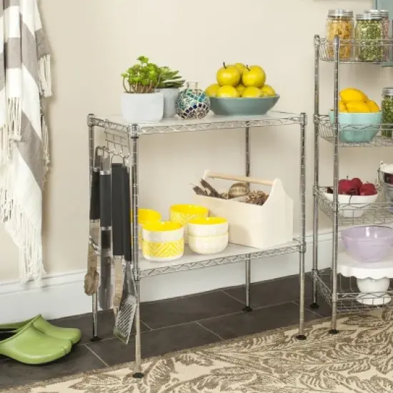 Lucien 2 Tier Microwave Rack - Chrome - Safavieh image {1}
