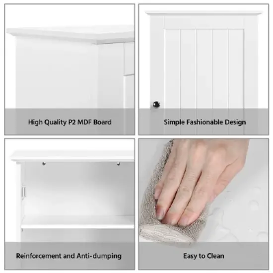 Yaheetech 3 Tier Wall Mounted Storage Cabinet with Adjustable Shelf image {4}