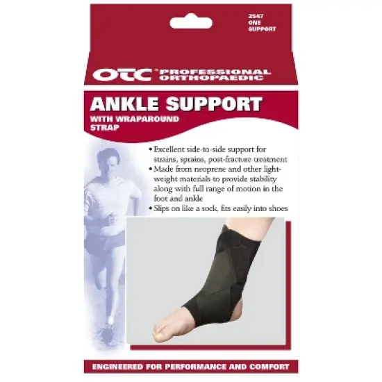 OTC Ankle Support, Slip-on, Figure-8 Wrap around Strap, Black image {2}