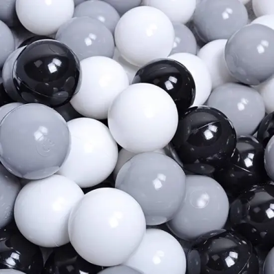 MeowBaby Large Round 35 Inch Round by 11.5 Inch Tall Baby & Toddler Foam Ball Pit with 200 Foam 2.75 Inch White/Grey/Black Balls and Zippered Covered image {1}