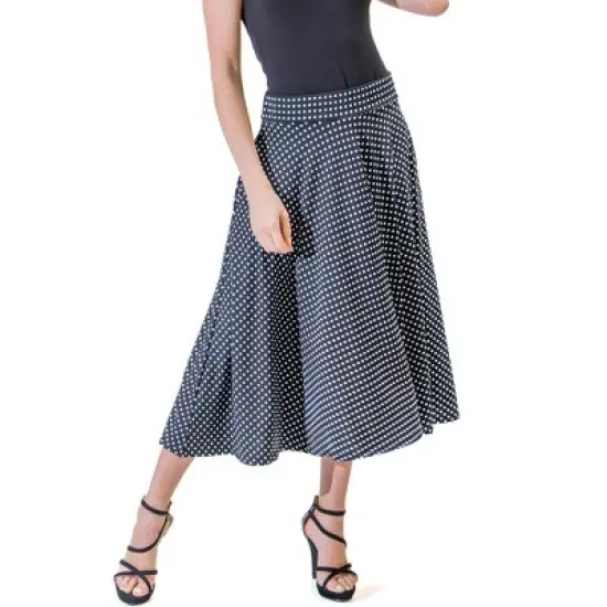 Womens Polka Dots And Pleated Pockets Midi Skirt image {4}