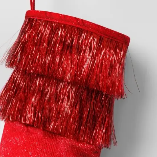 20" Christmas Tinsel Collar Stocking Red - Wondershop&trade; image {2}