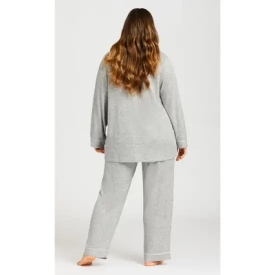 Women's Plus Size Hacci Button Top - gray | AVENUE image {3}