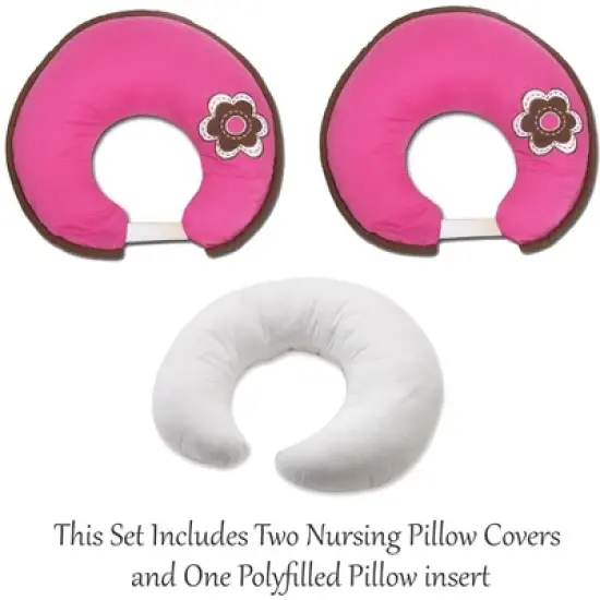 Bacati - 3 pc Damask Pink/chocolate Hugster Feeding & Infant Support Nursing Pillow image {3}