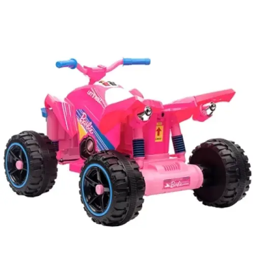 Barbie 12V Kids ATV Ride-On with Rechargeable Battery, LED Headlights, Easy Start, Durable Wheels, Forward & Reverse, Comfy Seat image {2}