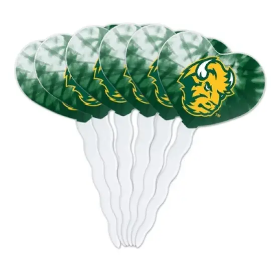 North Dakota State Tie Dye Heart Love Cupcake Picks Toppers Decoration Set of 6 image {7}