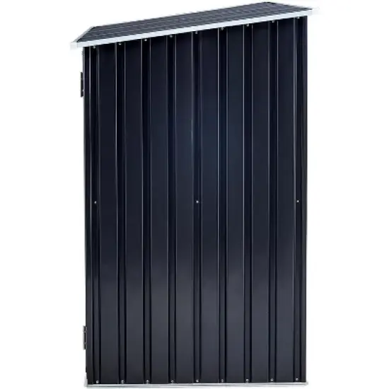 Acekool 5x8 FT Galvanized Steel Outdoor Storage Shed with Sloped Roof, Lockable Door, Firewood & Tool Storage for Backyard and Patio image {5}