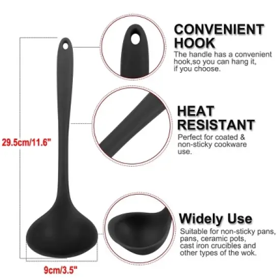 Unique Bargains Heat Resistant Ergonomic Handle Non-Stick Dishwasher Safe Soup Kitchen Spoon 11.6 Inch 1 Pc image {3}