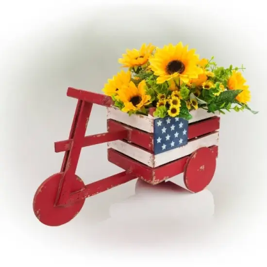 Novelty American Flag Wooden Planter - Alpine Corporation image {2}