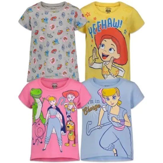 Disney Pixar Toy Story Bo Peep Jessie Girls 4 Pack T-Shirts Little Kid to Big Kid image {12}