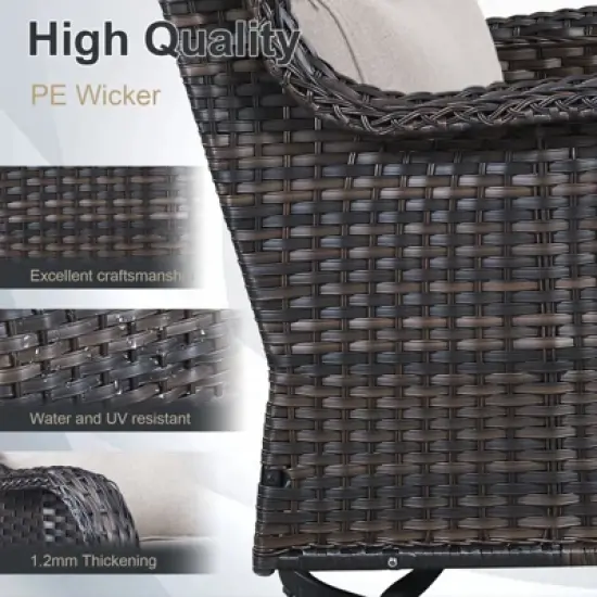 Belord Patio Swivel Chair Set of 4 with 30" Propane Fire Pit Table, Patio Furniture Set with High Back Swivel Rocker Patio Chairs and Firepit Table image {4}