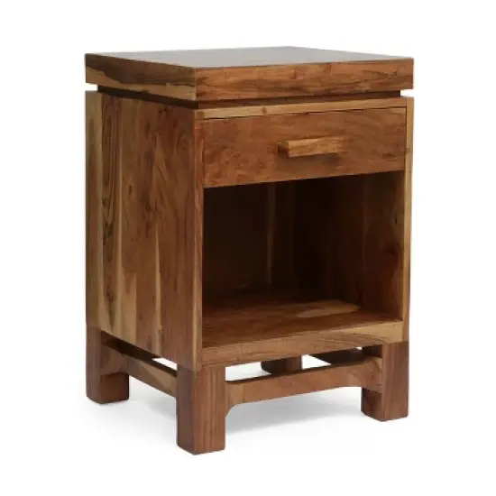 Wadley Boho Handcrafted Acacia Wood Nightstand Natural - Christopher Knight Home image {3}