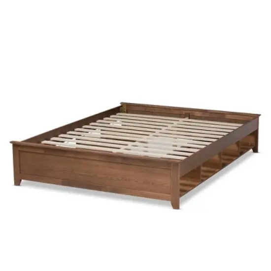 Anders Wood Platform Storage Bed Frame with Built-In Shelves Ash Walnut - Baxton Studio image {2}