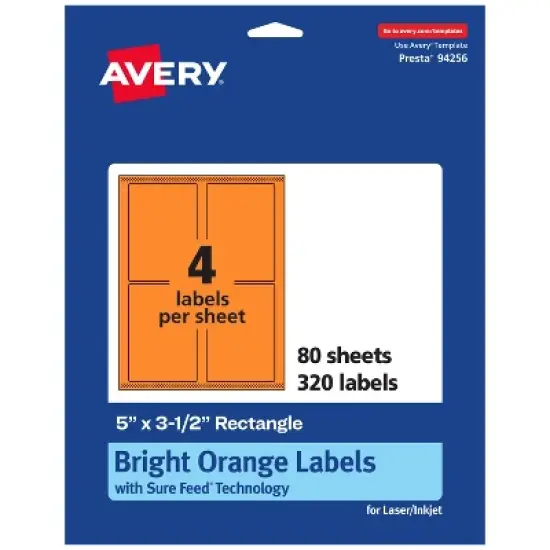 Avery Bright Orange Paper Labels, 5" x 3.5" Rectangle image {10}
