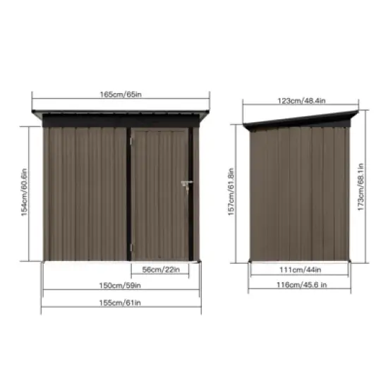 MOEPISY Metal garden sheds 5ft&times;4ft Outdoor Storage Sheds Brown and Black image {5}