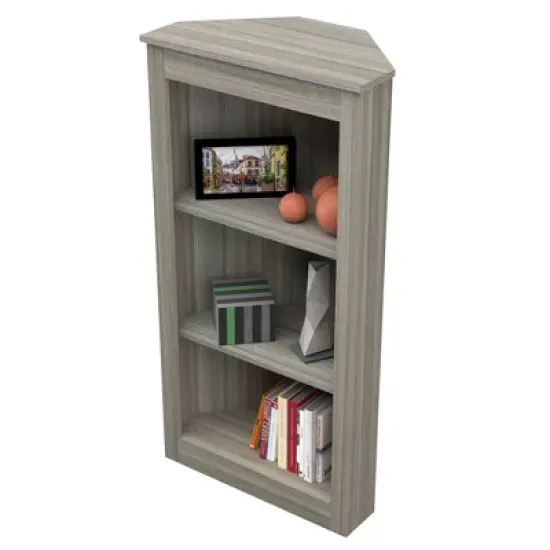 47.2" 3 Level Corner Bookshelf Smoked Oak - Inval image {1}
