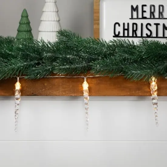 Northlight Icicle String Christmas Light Set - Warm White - 4.5' Clear Wire - 10ct image {1}