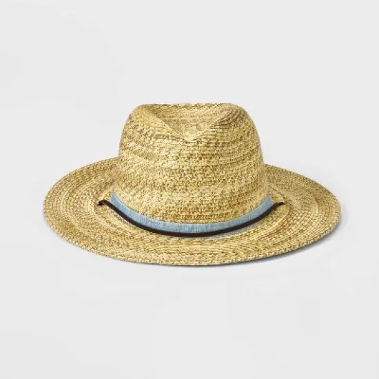 Men's Marled Straw Panama Hat with Chin Strap - Goodfellow & Co&trade; Cream image {1}