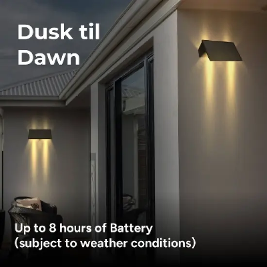 Techko Maid 2pk Solar Bi-Directional Decorative Wall Light Matte Black image {1}