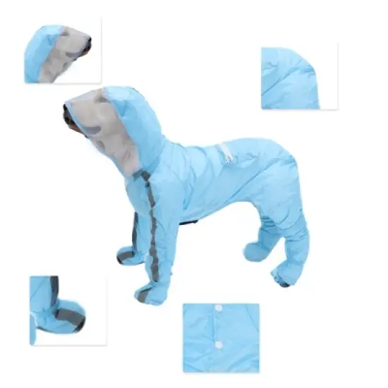 Unique Bargains Dog Raincoat with Four-Leg Protection Blue 1 Pc image {2}
