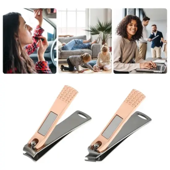 Unique Bargains Stainless Steel Nail Cutter Set for Men and Women Rose Gold Tone 2 Pcs image {1}
