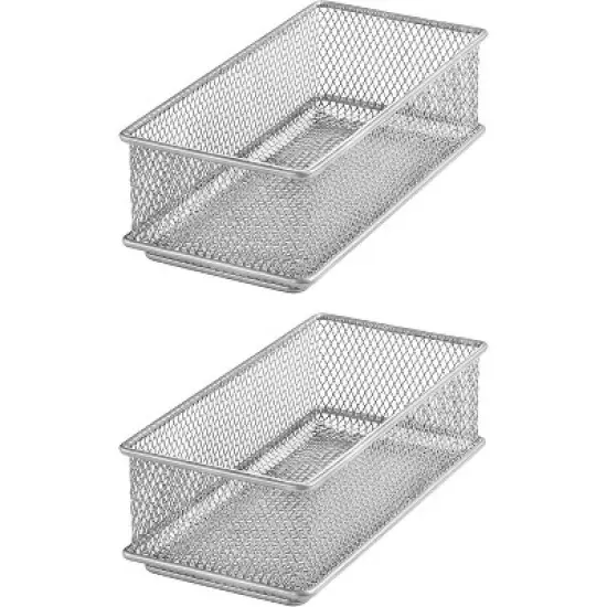 YBM Home Silver Mesh Drawer and Desk Organizer Tray, Pack of 2 image {10}