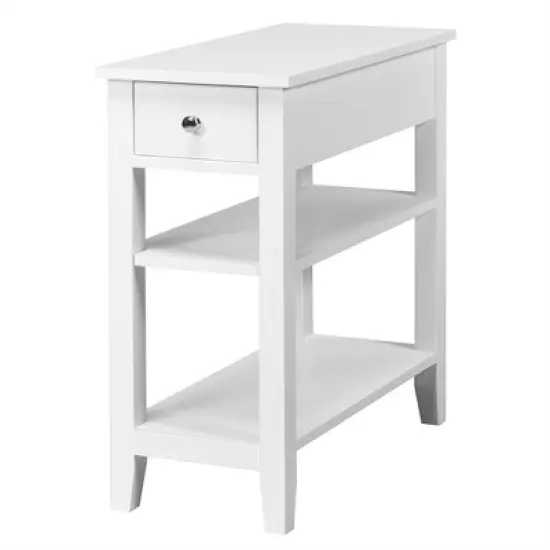 Costway 3 Tier Nightstand Bedside Table Sofa Side End Table w/Double Shelves Drawer image {11}