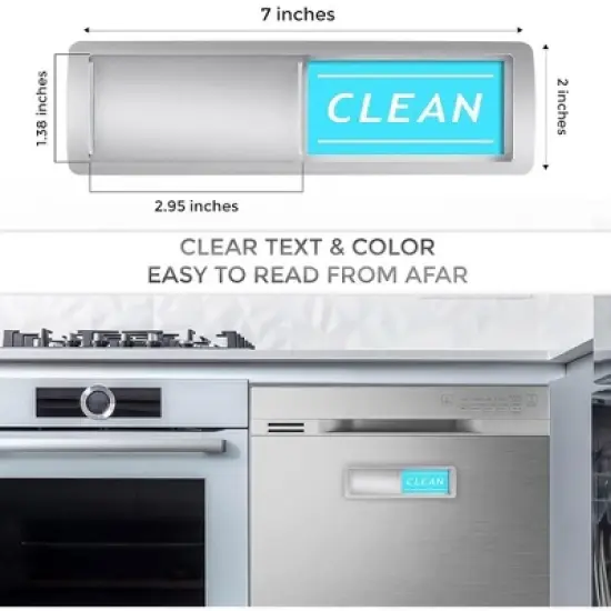 Dishwasher Magnet Clean Dirty Sign Non-Scratching Strong Magnet with Optional Stickers - Strong Slide for Changing Signs image {2}