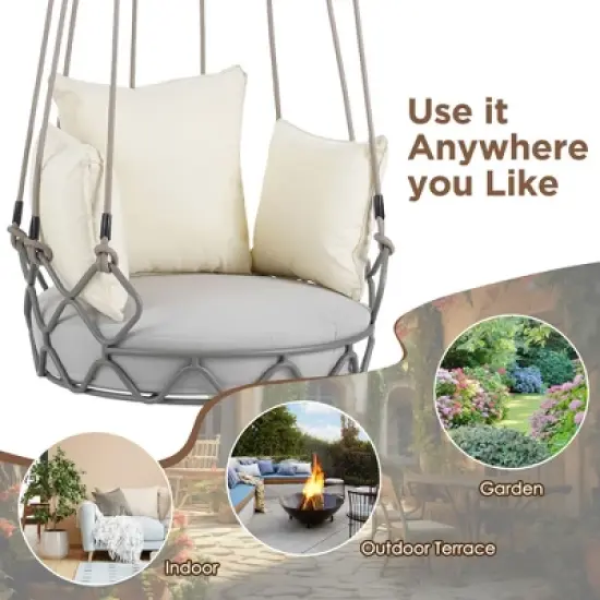 PAGED Porch Swing Metal Frame Swing Chair with UV Resistant Thickened Cushion for Outdoor, Garden, Balcony image {3}