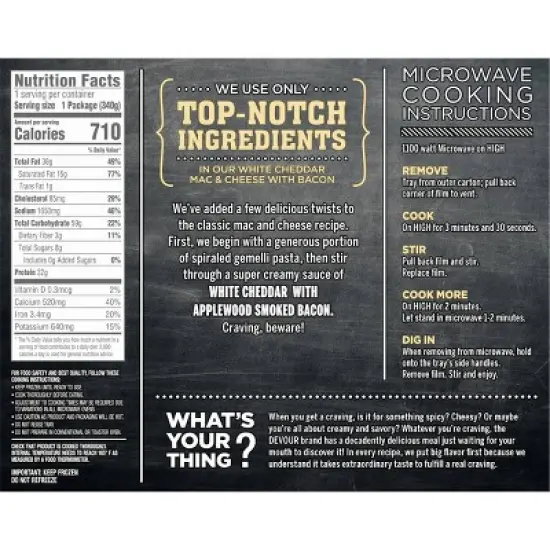 Devour Frozen White Cheddar Mac & Cheese with Bacon - 12oz image {4}