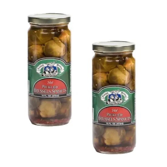 Amish Wedding Hot Pickled Brussel Sprouts, Two 16 oz Glass Jars image {5}