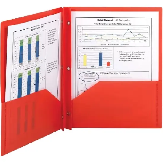 Smead Poly Two-Pocket Folder w/Fasteners 11 x 8 1/2 Red 25/Box 87727 image {2}