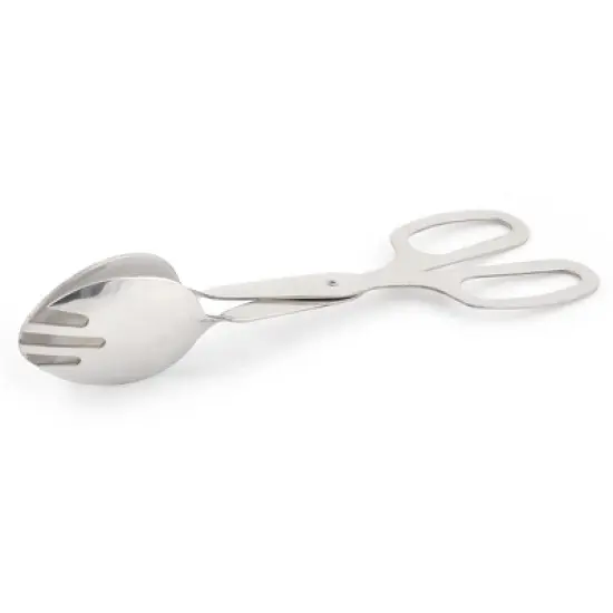 Unique Bargains Metal Kitchen Stylish Convenient Food Tongs Silver Tone 1 Pc image {1}