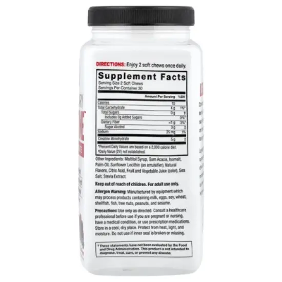 Force Factor Legendary Creatine Monohydrate, Berry Blast, 60 Soft Chews (2.5 g per Chew) image {1}