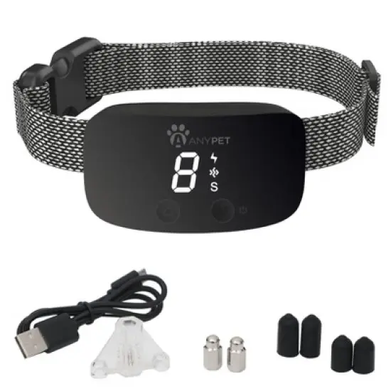 AnyPet Dog Bark Electronic Training Collar with Sound, Vibration and Static Modes, 7 Levels of Intensity, Soft Nylon Material, Easy-Snap Buckle image {1}