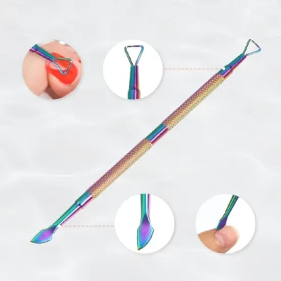 Unique Bargains Stainless Steel Double Head Cuticle Pusher Set Multicolored 4.96" 3 Pcs image {2}