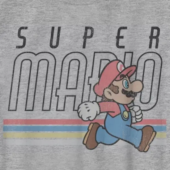Boy's Nintendo Super Mario Bros. Retro Stripe Mario Logo T-Shirt image {1}