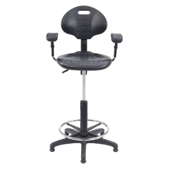 22"-32" Adjustable Height Polyurethane Task Office Chair with Arms Black- Hampden Furnishings image {7}