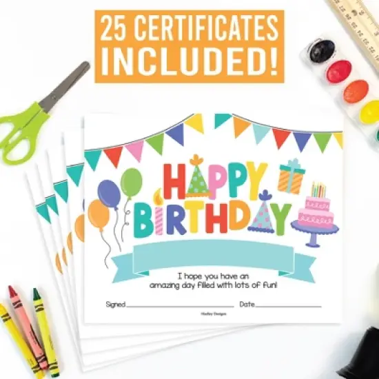 Hadley Designs Colorful Happy Birthday Certificates For Students, Set of 25 image {1}