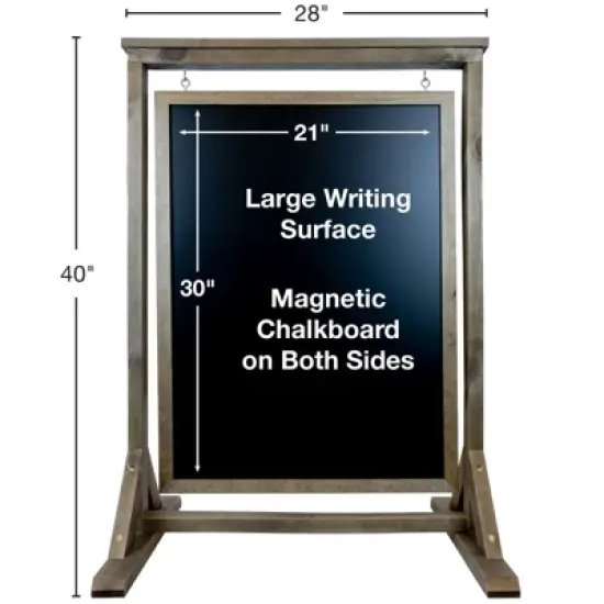 Excello Global Products Black Handcrafted Chalkboard Sign: Sidewalk Sign Message Board with Double Sided Display image {5}