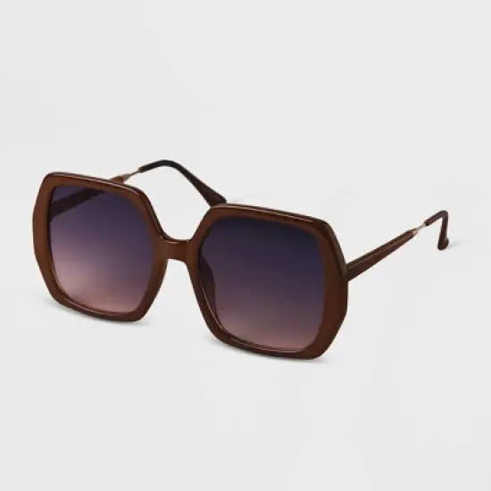Women's Oversized Square Sunglasses - A New Day&trade; Brown image {1}
