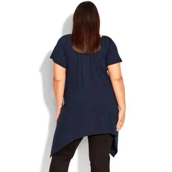 Women's Plus Size Hanky Hem Plain Tunic - navy | EVANS image {1}